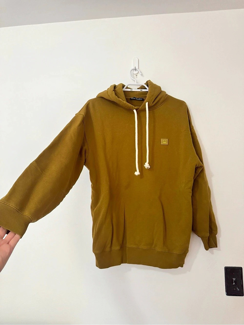 Acne Studios Face Patch Popover Hoodie Pullover Hoodie in Brown Size XXS
